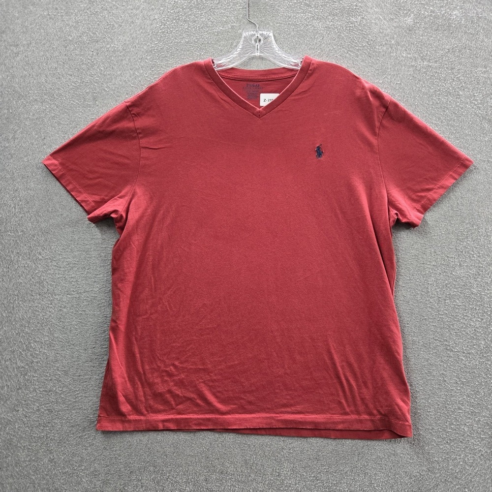 Polo Ralph Lauren Men Shirt L  Red Embroidered‎ Logo Classic Short Sleeve